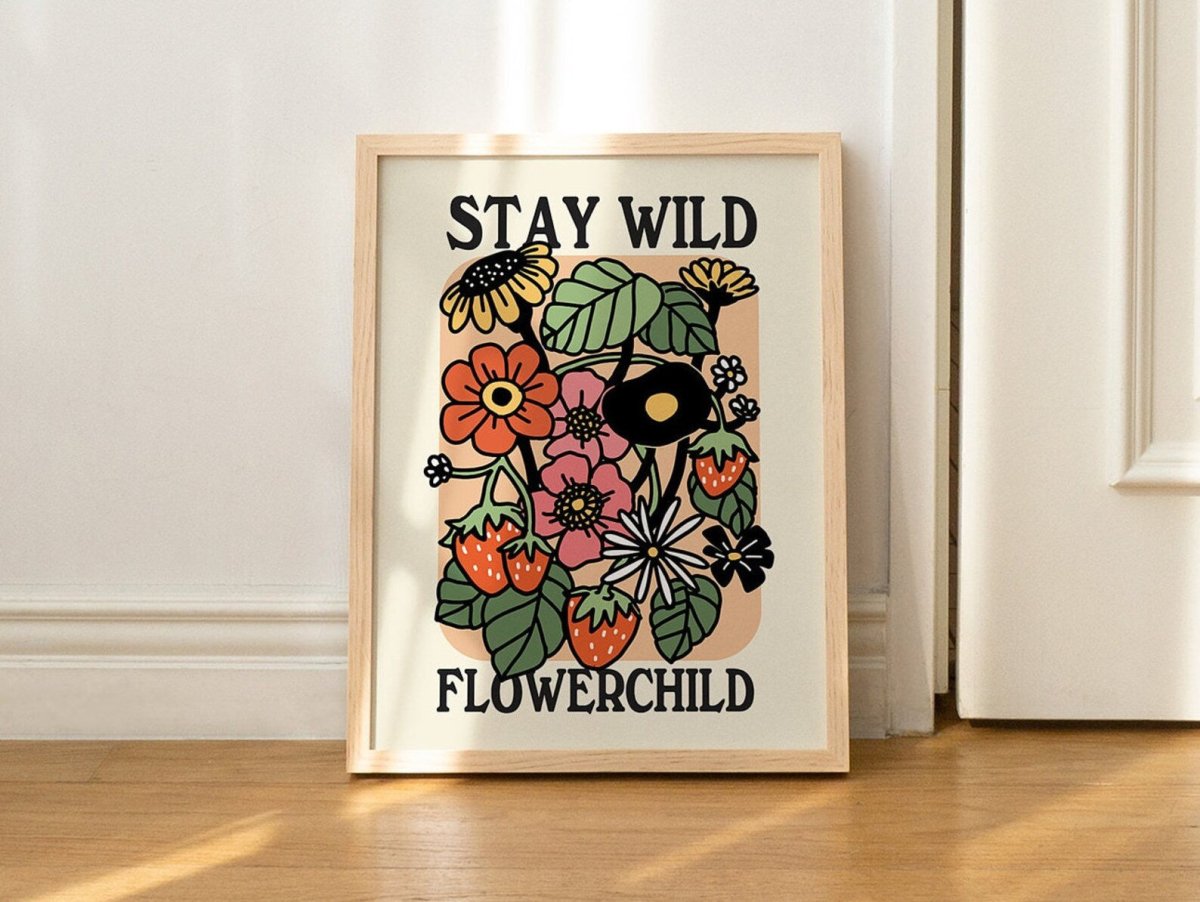Framed "Stay Wild Flower Child" Print - Framed Prints - Kinder Planet Company