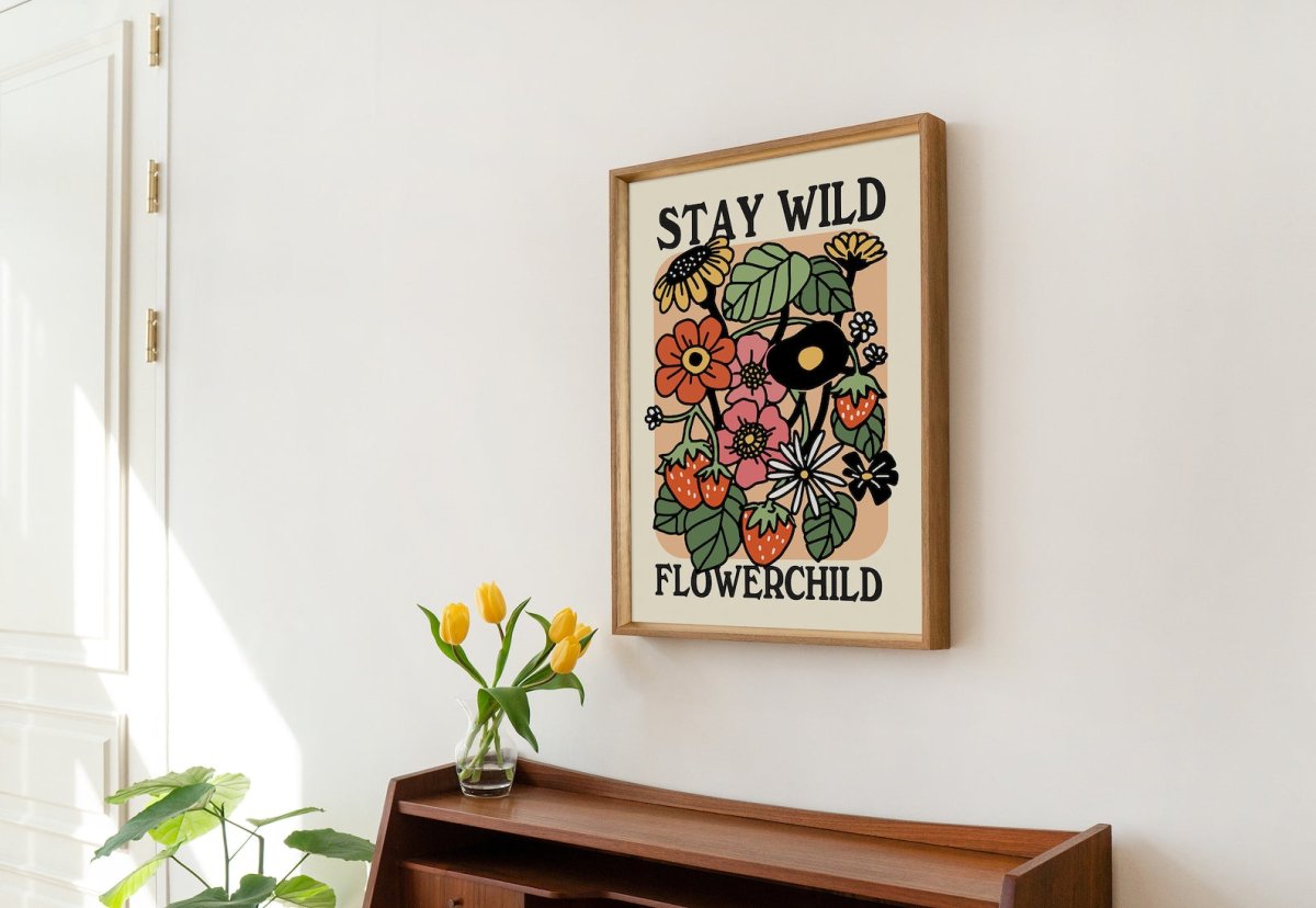 Framed "Stay Wild Flower Child" Print - Framed Prints - Kinder Planet Company