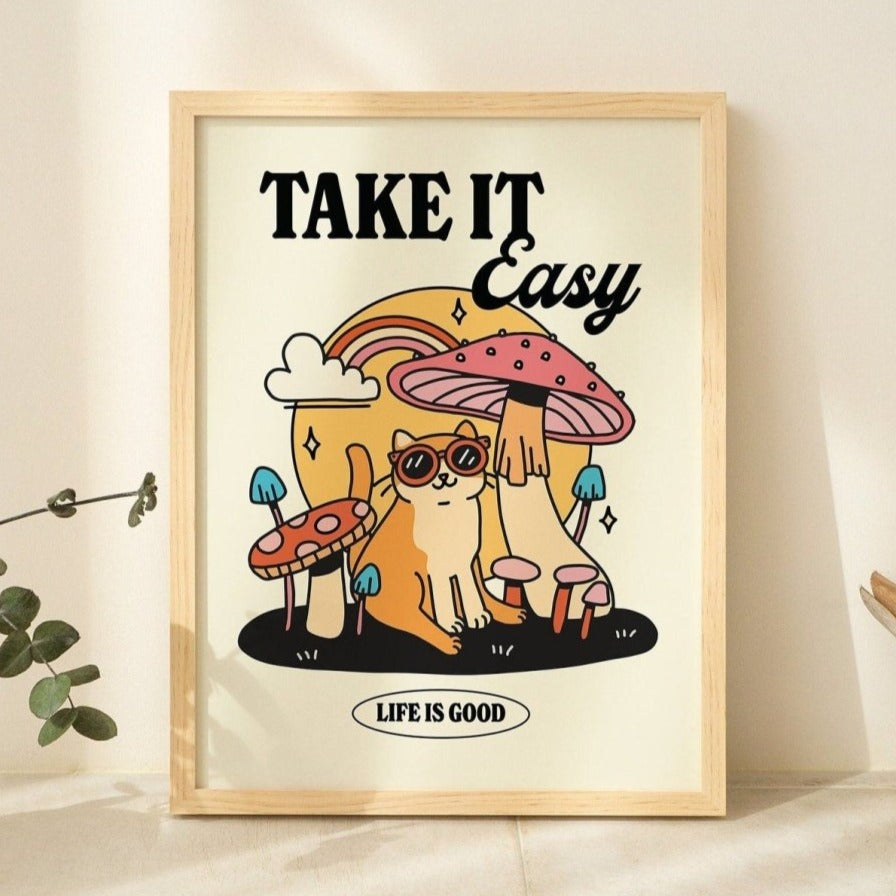 Framed "Take It Easy" Print - Framed Prints - Kinder Planet Company