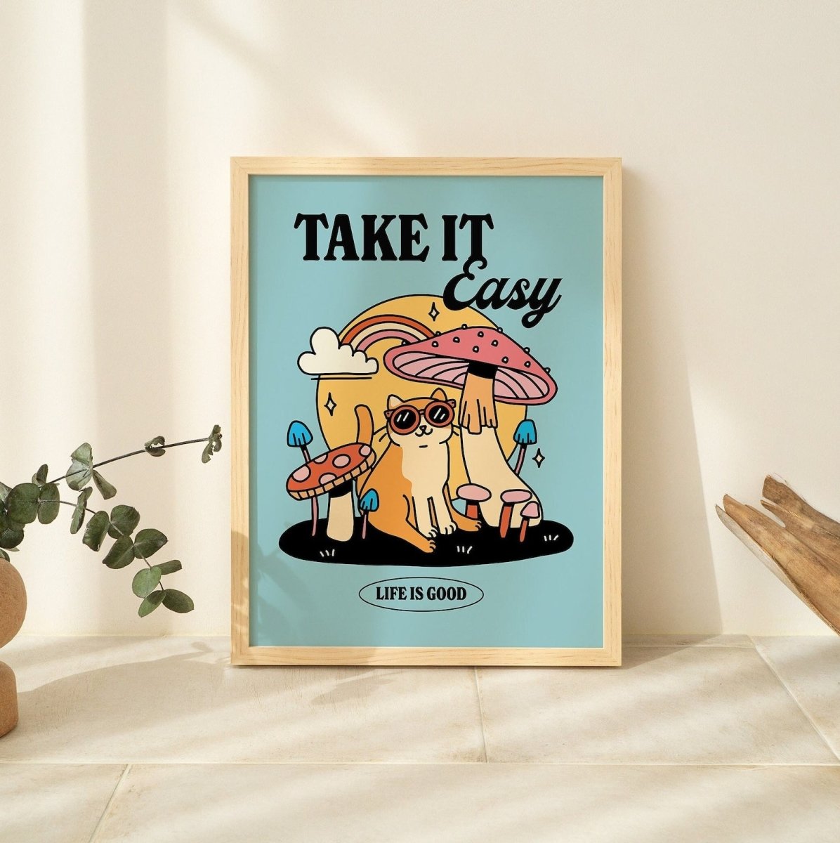Framed "Take It Easy" Print - Framed Prints - Kinder Planet Company
