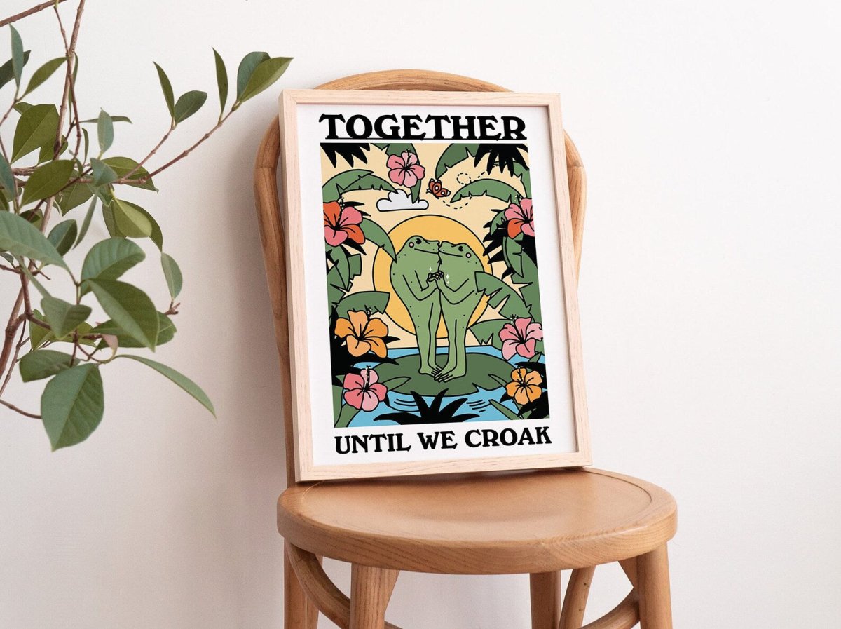Framed "Together Until We Croak" Print - Framed Prints - Kinder Planet Company