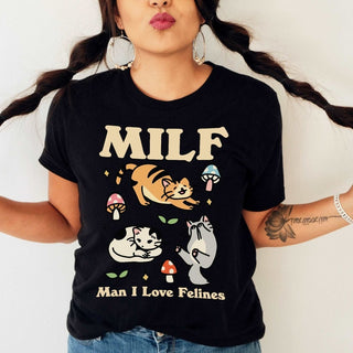 'Milf Man I Love Felines' Dark Colors Tshirt - T-shirts - Kinder Planet Company