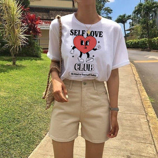 'Self Love Club' Retro Slogan Tshirt - T-shirts - Kinder Planet Company