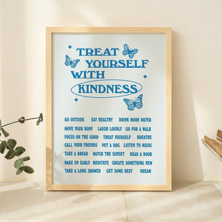 'Treat Yourself With Kindness' Typography Print - Art Prints - Kinder Planet Company