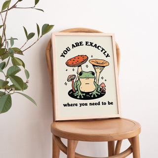 'Where You Need To Be' Cottagecore Frog Print - Art Prints - Kinder Planet Company