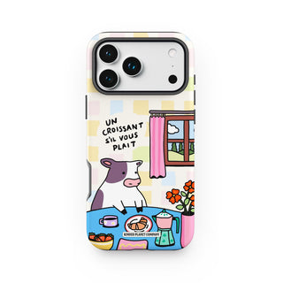Un Croissant Sil Vois Plait' Checkered Cow Phone Case