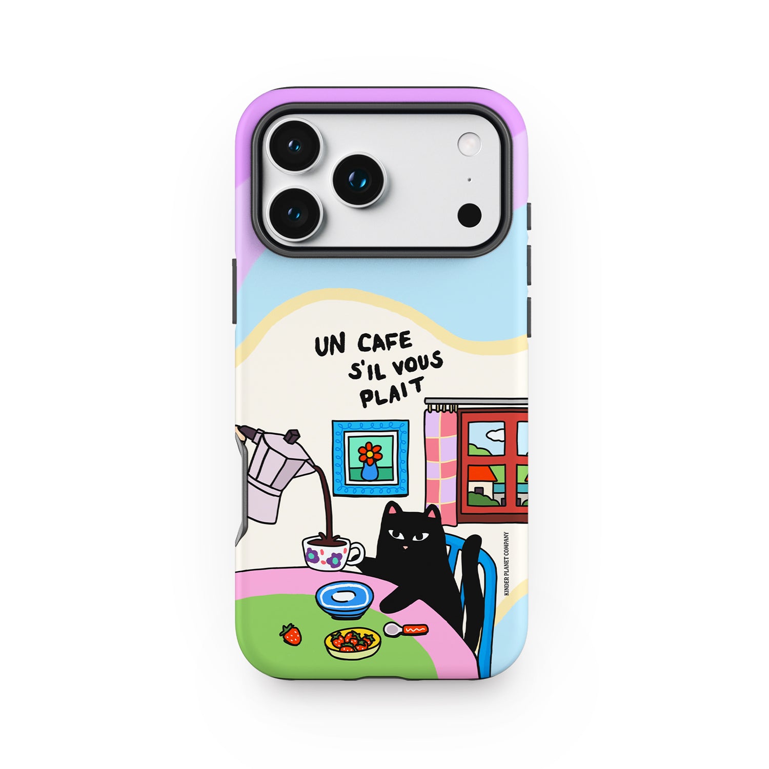 Un Cafe S'il Vous Plait Coffee Cat Wavy Phone Case Kinder Planet Company Un Cafe S'il Vous Plait Coffee Cat Wavy Phone Case Kinder Planet Company