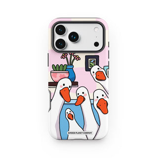 Curious Geese Checkered Phone Case