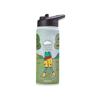 Raincoat Frog Stainless Steel Water Bottle 18oz