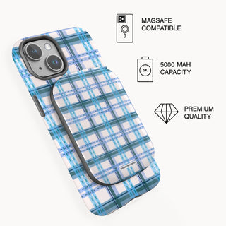 2.Powerbank on phone_Frozen Blueberry Tartan.jpg