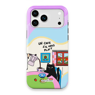 Un Cafe S'il Vous Plait Coffee Cat Wavy Phone Case - Un-Cafe-S'il-Vous-Plait-Coffee-Cat-Wavy---iPhone-17-Pro-Max