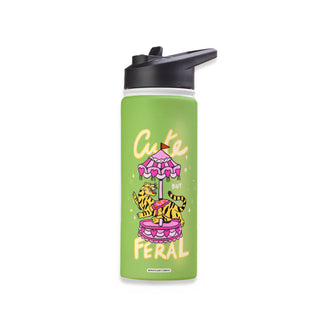 Cute But Feral Sage Green Stainless Steel Water Bottle 18oz
