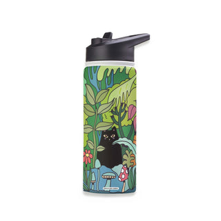 Jungle Hide & Seek Black Cat Stainless Steel Water Bottle 18oz
