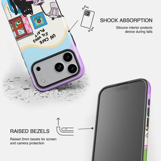 Un Cafe S'il Vous Plait Coffee Cat Wavy Phone Case