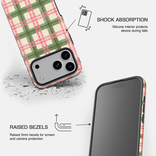 Strawberry Matcha Plaid Phone Case