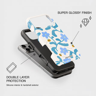 Abstract Blue Flowers Phone Case