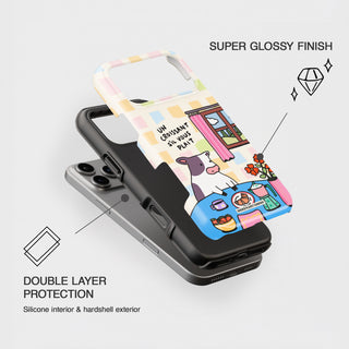 Un Croissant Sil Vois Plait' Checkered Cow Phone Case