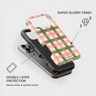 Strawberry Matcha Plaid Phone Case