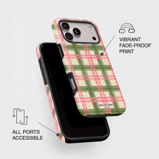 Strawberry Matcha Plaid Phone Case