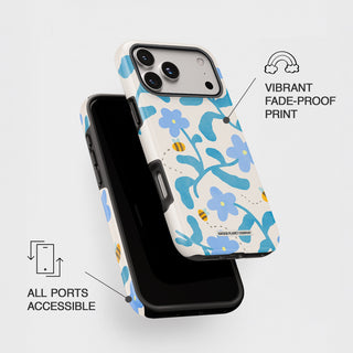 Abstract Blue Flowers Phone Case
