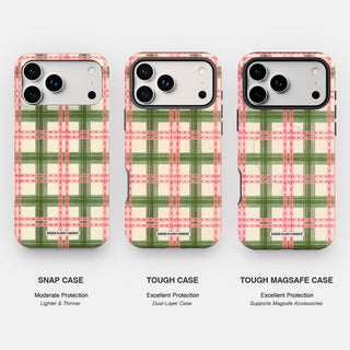 Strawberry Matcha Plaid Phone Case
