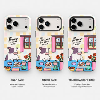 Un Croissant Sil Vois Plait' Checkered Cow Phone Case
