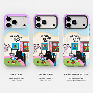 Un Cafe S'il Vous Plait Coffee Cat Wavy Phone Case