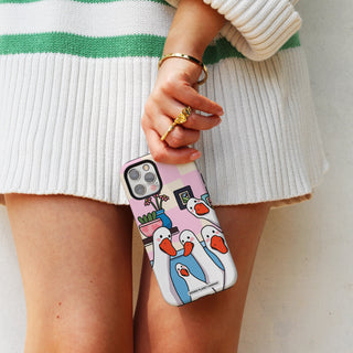 Curious Geese Checkered Phone Case