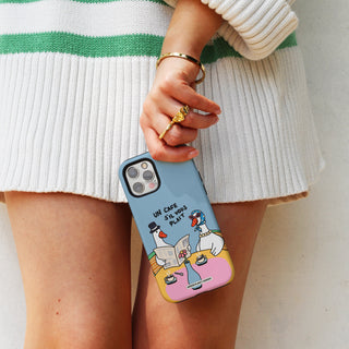 Un Cafe Sil Vous Plait Goose Blue Phone Case