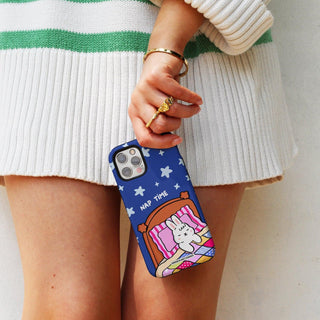 Nap Time Dark Blue Bunny Phone Case
