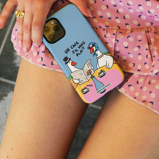 Un Cafe Sil Vous Plait Goose Blue Phone Case