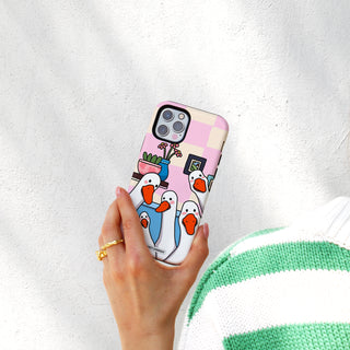 Curious Geese Checkered Phone Case