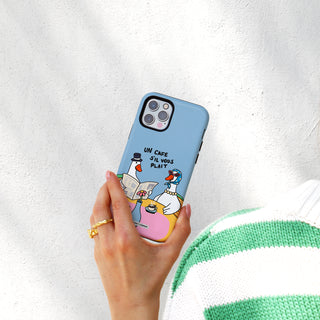 Un Cafe Sil Vous Plait Goose Blue Phone Case