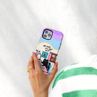 Un Cafe S'il Vous Plait Coffee Cat Wavy Phone Case