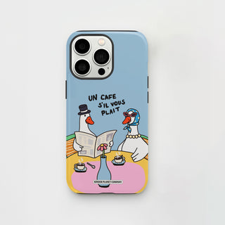 Un Cafe Sil Vous Plait Goose Blue Phone Case