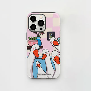 Curious Geese Checkered Phone Case