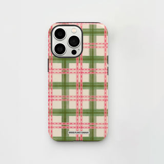 Strawberry Matcha Plaid Phone Case