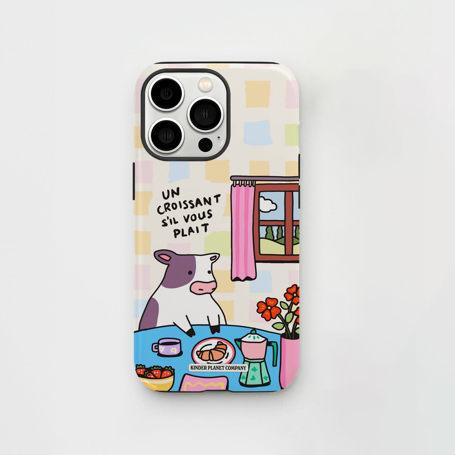 Un Croissant Sil Vous Plait Checkered Cow Phone Case – Kinder Planet Company Un Croissant Sil Vous Plait Checkered Cow Phone Case – Kinder Planet Company