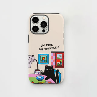 Un Cafe S'il Vous Plait Cat Phone Case