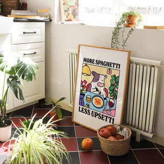 'More Spaghetti Less Upsetti' Cow Print