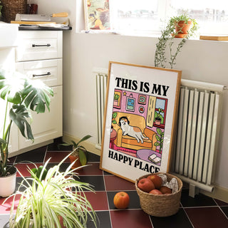 This Is My Happy Place Cat Couch Print