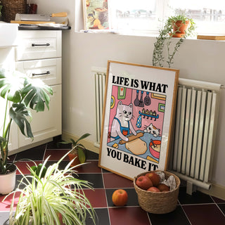 'Life is what you Bake it' Cat Print