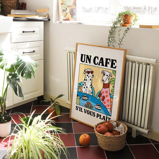 Un Cafe Sil Vous Plait Dog Print
