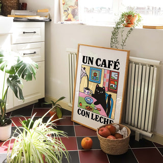 'Un Cafe Con Leche' Cat Print