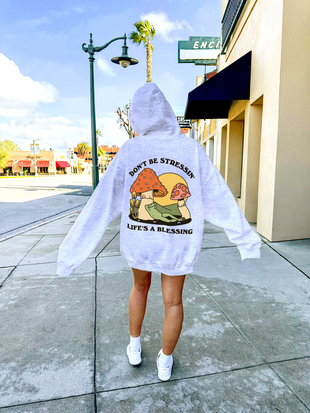 'Don't be stressing' Frog Hoodie