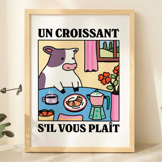'Un Croissant Sil Vous Plait' Cow Print