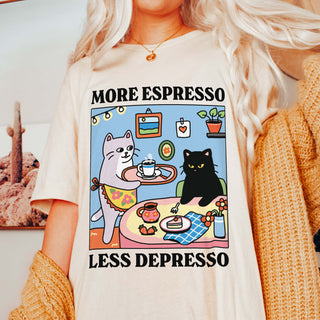 'More Espresso Less Depresso' Cat Tshirt