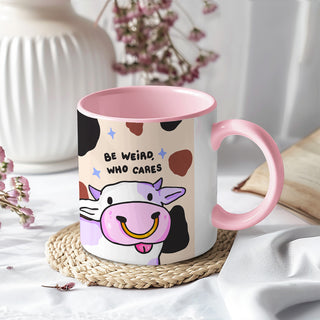Be Weird, Who Cares Cow Mug