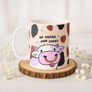 Be Weird, Who Cares Cow Mug
