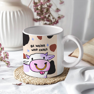 Be Weird, Who Cares Cow Mug